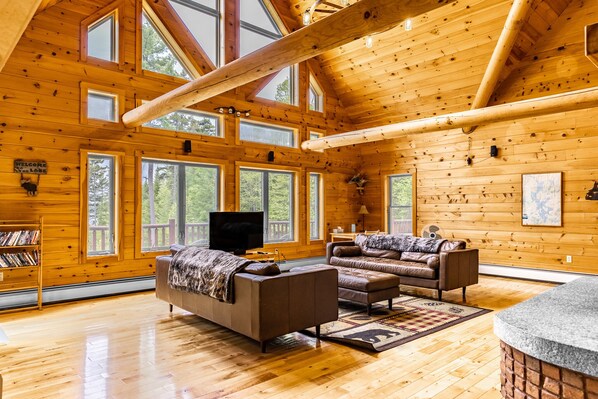 Smart TV, fireplace, video games, DVD player