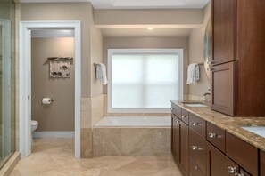 Shower, jetted bath, hair dryer, bidet