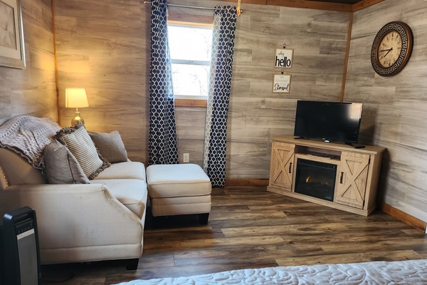 Televisor intel·ligent, llar de foc i llibres