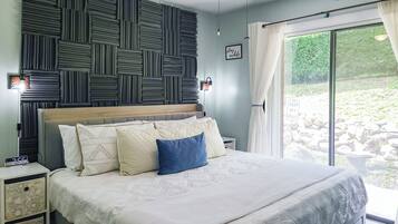 1 bedroom, desk, iron/ironing board, travel crib