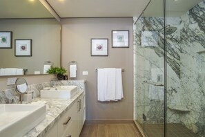 Dusche, Haartrockner, Handtücher