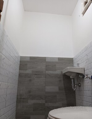 Shower, bidet, towels, soap