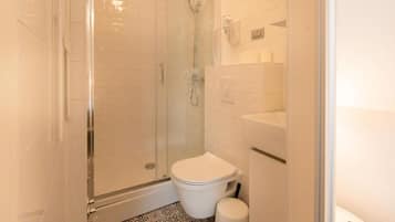 Secadora de cabello, toallas, papel de baño
