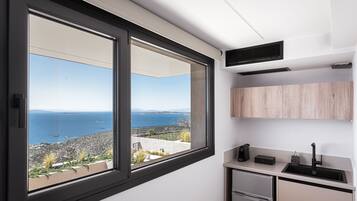 Fridge, microwave, coffee/tea maker, toaster