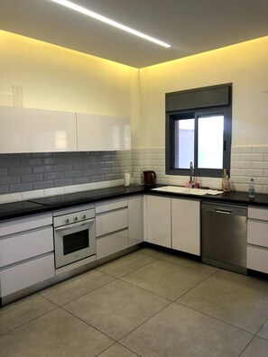 Fridge, dining tables