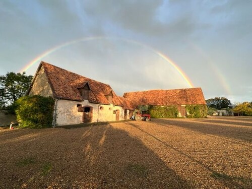 Charming Country Retreat with Fireplace, Veranda, and Nearby Lake Chalet