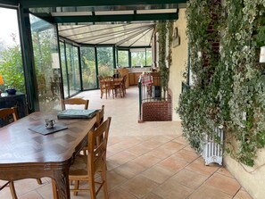 Dining - Charming Country Retreat with Fireplace, Veranda, and Nearby Lake Chalet (Dehault)