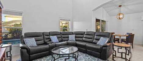 40-inch flat-screen TV with cable channels, TV