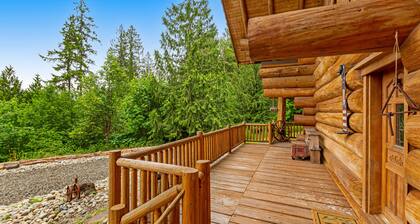 Unique mountain view log home with a wood stove, balcony, patio, & board games
