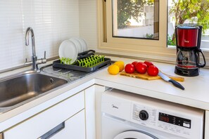 Fridge, microwave, oven, dishwasher