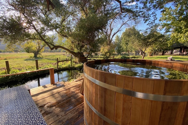 Banyera d'hidromassatge a l'aire lliure