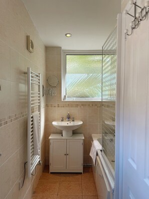 Hair dryer, towels, toilet paper