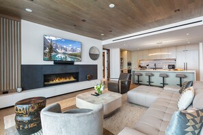 TV, fireplace