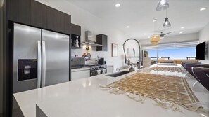 Fridge, microwave, oven, stovetop - Oceanview 105 Tramonti Ground Floor (B.C.S.)