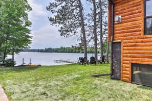 Terrace/patio - newly remodeled lakeside cottage on Little Saint Germain on snowmobile trail (St. Germain)
