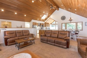 Smart TV, fireplace, table tennis, books