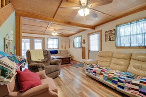 TV, DVD player, video library