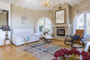 TV connectée, cheminée, lecteur de DVD