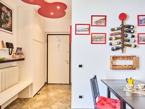 Orange, Door, Interior Design, Building, Red, Wall Sticker, Picture Frame, Table, Flooring, Ceiling