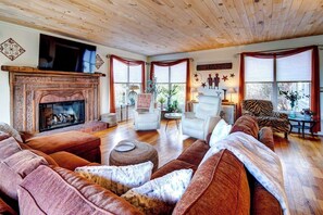 TV, offices - Unique Private Farmhouse near Asheville 4bd, 2 bth (Leicester)