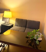 Habitación económica doble | Zona de estar | Televisión de pantalla plana de 24 pulgadas con canales digitales