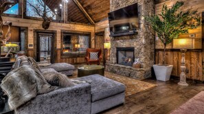 TV, fireplace, printers