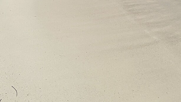 A beach with clear turquoise water and a sandy shore.