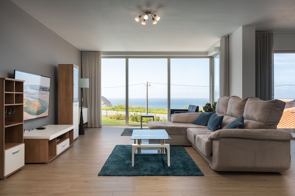 Royal Apartment, 3 Bedroom, Patio, Ocean View | Living area | 50-inch flat-screen TV with cable channels, TV