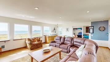 電視、壁爐、DVD 播放機、書籍