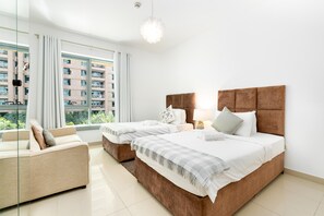 プレミア アパートメント | 2 室のベッドルーム、高級寝具、ノートパソコン用作業スペース、遮光カーテン