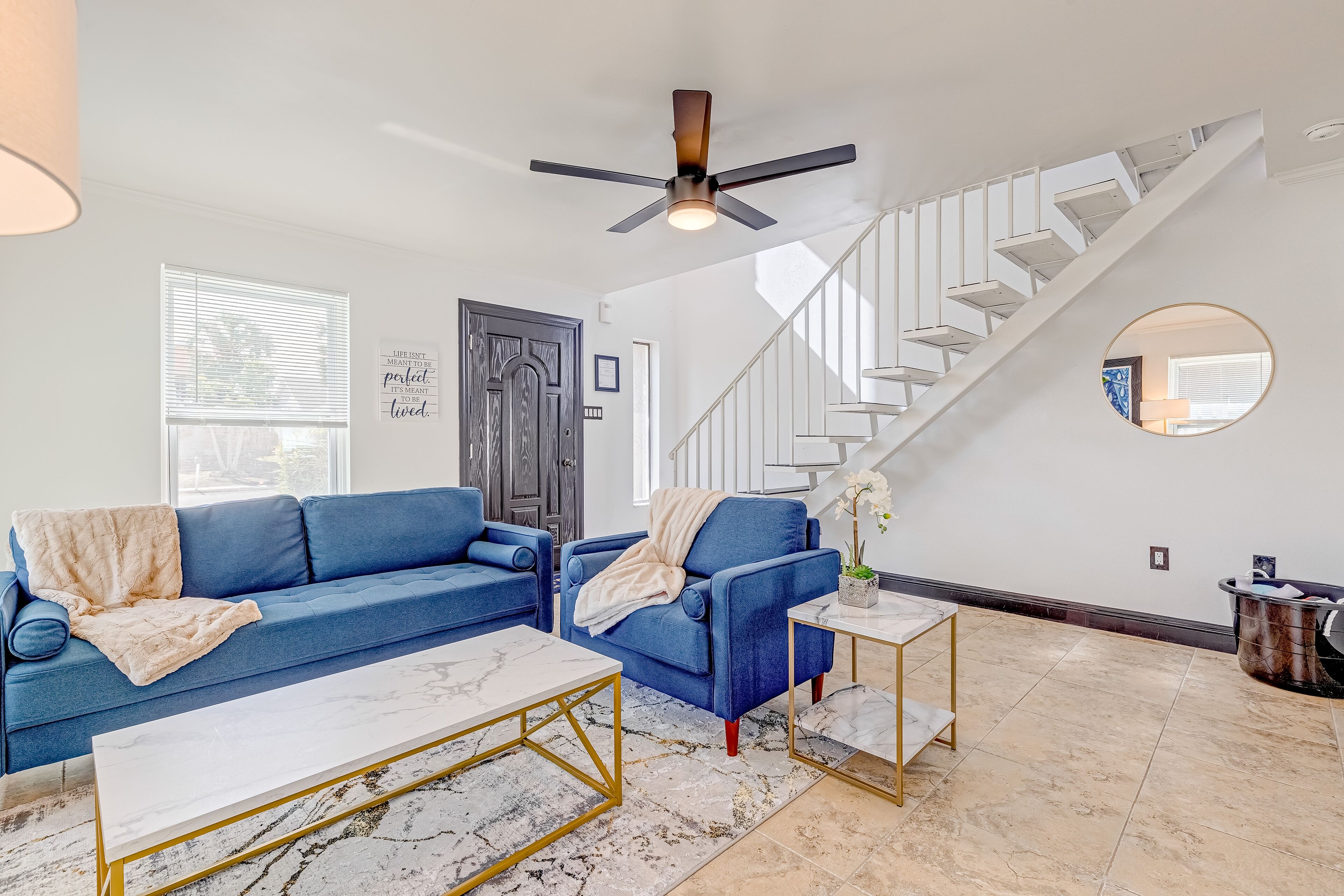 Dog-friendly duplex with fenced yard, private outdoor living, AC, & washer/dryer