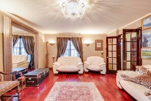 TV connectée, cheminée, livres