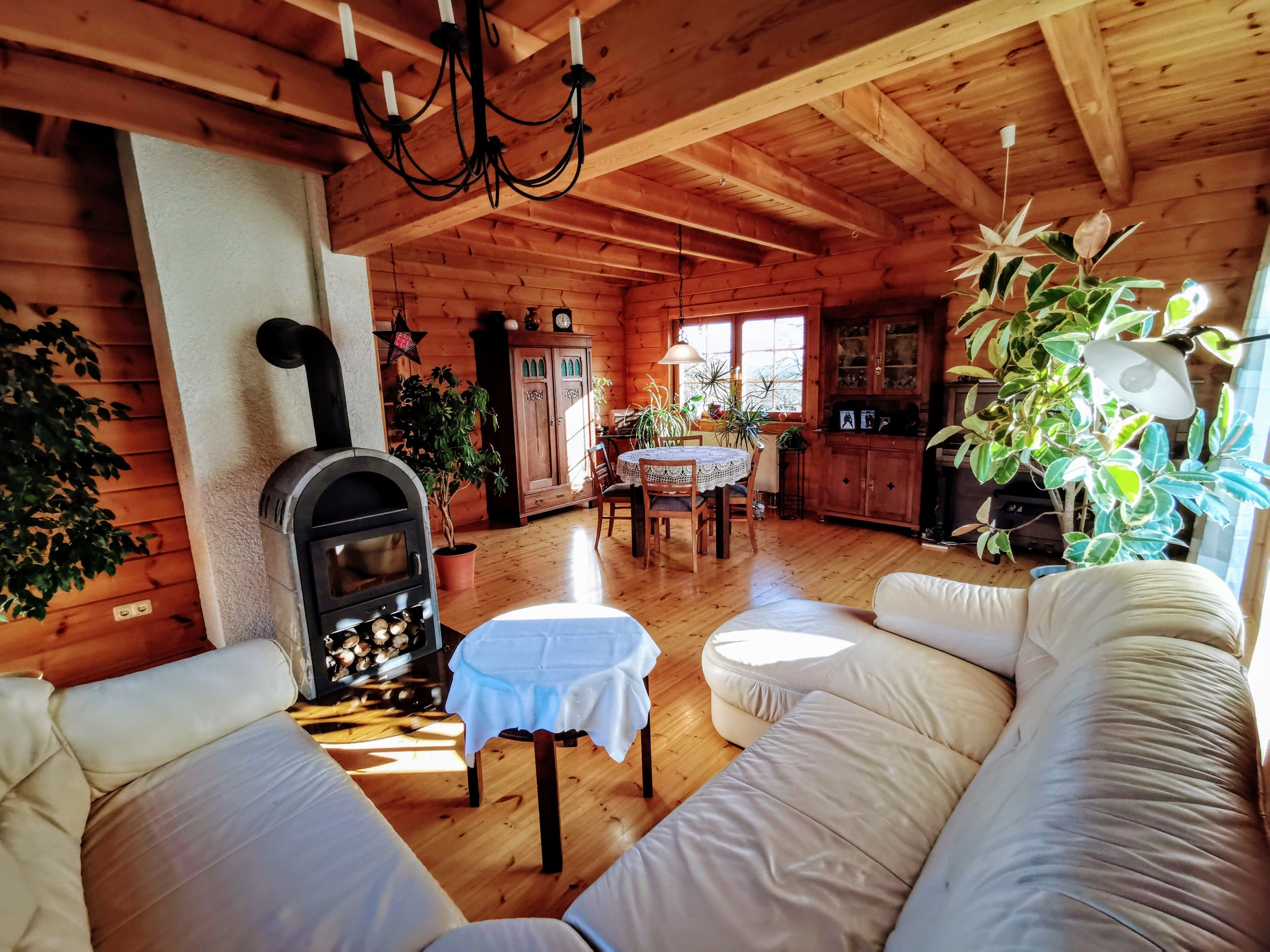 Smart TV, chimenea, libros