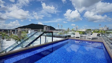 A rooftop pool