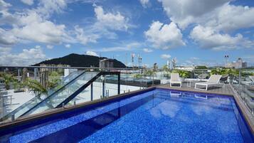 A rooftop pool