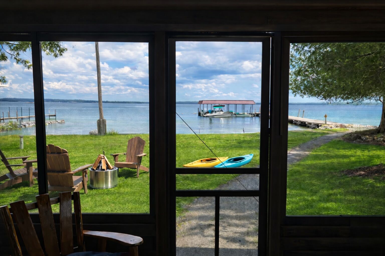 Hessel bay view from screened porch