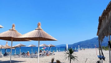 Sun-loungers, beach towels