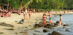 On the beach, white sand