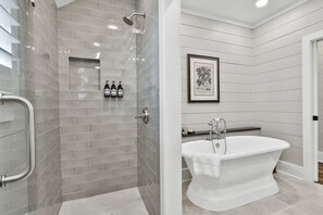 Luxury Cottage, 1 King Bed | Bathroom | Separate bathtub and shower, deep-soaking bathtub, designer toiletries - The Cottages at Laurel Brooke (Peachtree City)