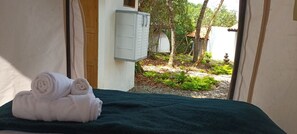 Junior Tent | Premium bedding, down comforters, minibar, laptop workspace
