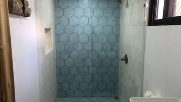 Shower, towels, soap