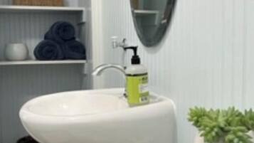 Secador de pelo, toallas, jabón, shampoo