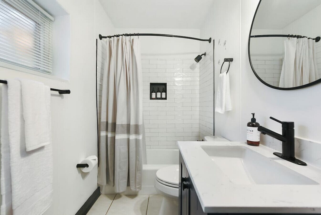 Eco-friendly toiletries, hair dryer, shampoo