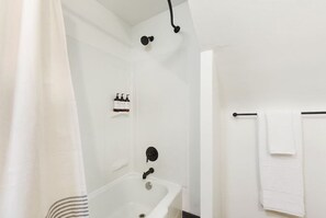 Eco-friendly toiletries, hair dryer, towels, soap