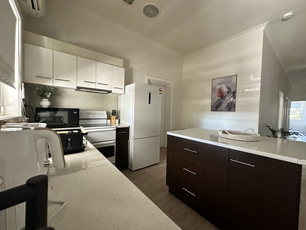 Fridge, microwave, oven, dishwasher