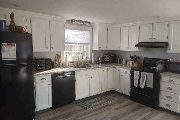 Frigorífico, microondas, horno y placa de cocina