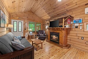 Smart TV y chimenea 
