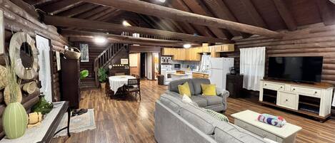 Smart TV, fireplace, DVD player