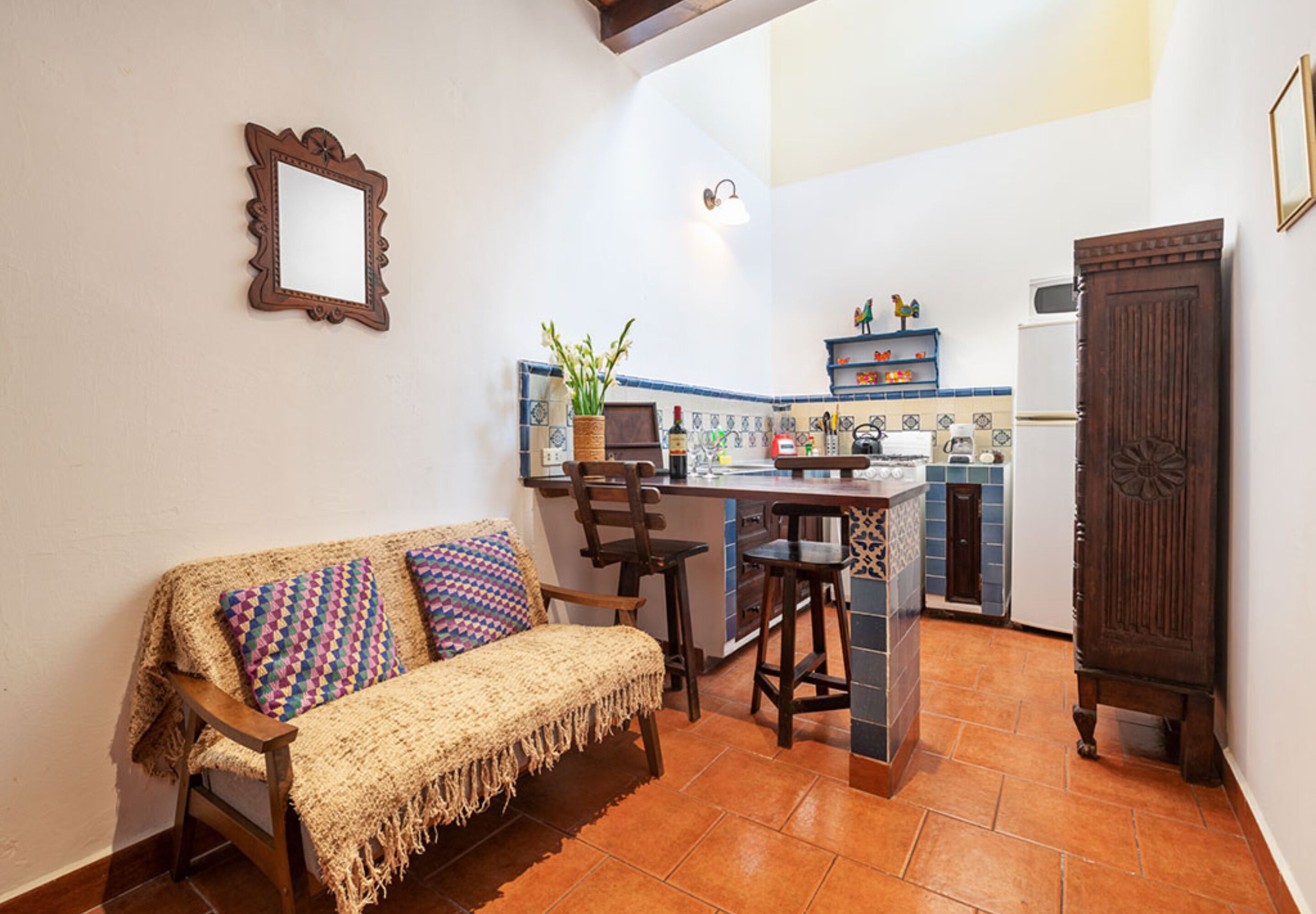 Mini-fridge, microwave, blender, mixer