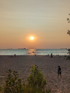 Playa en los alrededores, camastros y toallas de playa 